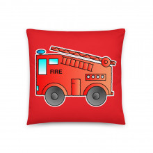 Red Cartoon Fire Truck Engine Appliance Kids Basic Pillow