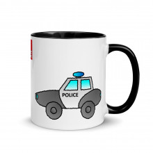 Police Car Mug Hand Drawn Mug Patrol Car Mug With Color Inside