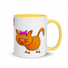 Cat Mug Cartoon Cat Mug Funny Hand Drawn Kitten Mug Pet With Color Inside