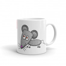 Grey Mouse Mug Coffee Mug Funny Cartoon Mouse Tea Mug Hand Drawn Pink Mouse
