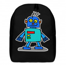 Blue Robot Kids Cartoon Cute Hand Drawn Japanese Minimalist Backpack