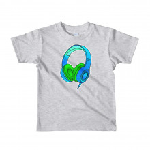 Kids Headphones Hand Drawn Cartoon Short Sleeve T-Shirt