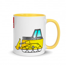 Bulldozer Mug Excavator Mug Construction Worker Mug Hand Drawn Cartoon Vehicle Mug With Color Inside