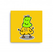 Green Tan Cute Monster Alien 52 Red Eyes Smile Canvas Print Home Office Studio Classroom