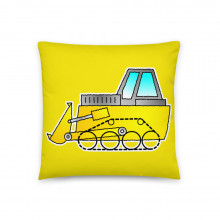 Yellow Bulldozer Construction Digger Excavator Builders Cartoon Vehicle Pillow Cushion