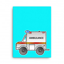 Ambulance Emergency Vehicle First Responder Hero Short-Sleeve Cartoon Canvas
