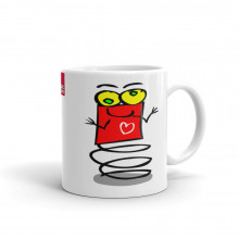 Boingy the Red Bouncing Valentines Day Love Heart Robot Spring Alien Cute Coffee Soup Mug