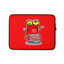 Boingy the Red Bouncing Valentines Day Love Heart Alien Robot Spring Cute Laptop Sleeve
